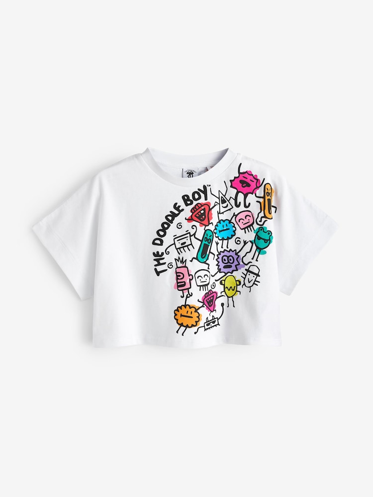 White Doodle Boy Artist Boxy T-Shirt (3-16yrs) - Image 1 of 3