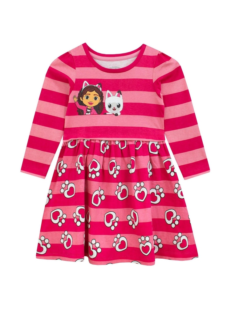 Character Pink Gabbys Dollhouse 100% Cotton Stripe Dress - Image 1 of 8