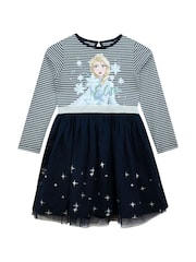 Character Blue 100% Cotton Disney Frozen Snowflake Party Dress - Image 1 of 8
