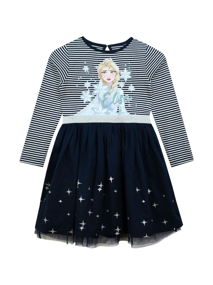 Character Blue 100% Cotton Disney Frozen Snowflake Party Dress - Image 1 of 8
