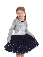 Character Blue 100% Cotton Disney Frozen Snowflake Party Dress - Image 4 of 8