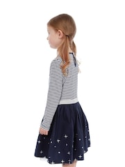Character Blue 100% Cotton Disney Frozen Snowflake Party Dress - Image 5 of 8