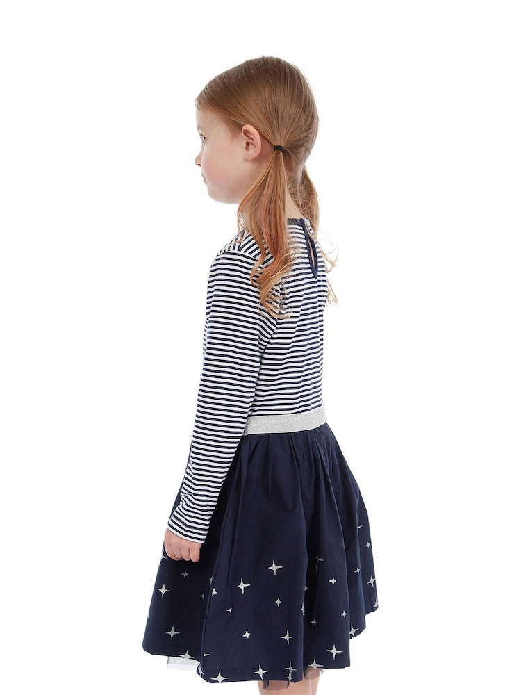 Character Blue 100% Cotton Disney Frozen Snowflake Party Dress - Image 5 of 8