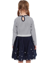 Character Blue 100% Cotton Disney Frozen Snowflake Party Dress - Image 6 of 8