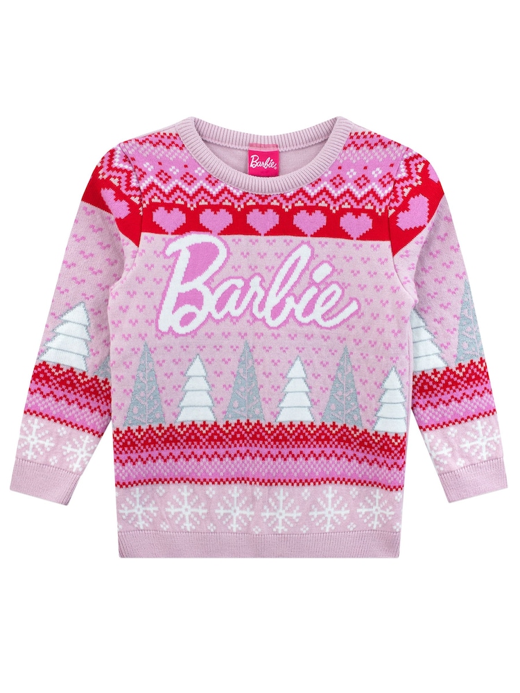 Character Pink Barbie Christmas Jumper Christmas Tree - Image 1 of 5