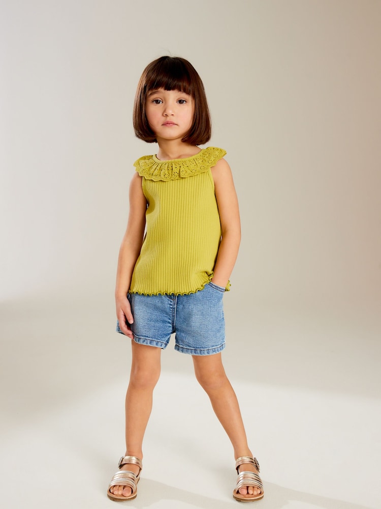 Green Lace Collar Vest (3mths-7yrs) - Image 1 of 6 Green Lace Collar Vest (3mths-7yrs) - Image 1 of 6