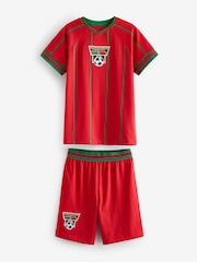 Rot/Grün Portugal - Kurzes Pyjama-Set mit Fußballlogo (4–14 J.) - Bild 1 von 4