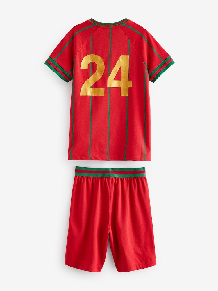 Rot/Grün Portugal - Kurzes Pyjama-Set mit Fußballlogo (4–14 J.) - Bild 2 von 4