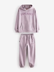 Superdry Purple Embroidered Joggers Set - Image 1 of 5