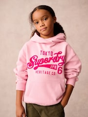 Superdry Pink Logo Hoodie - Image 1 of 9