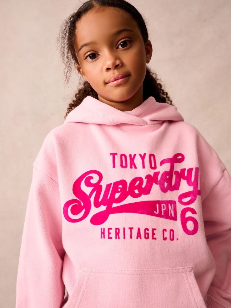 Růžová - Superdry Logo Mikina s kapucí - Image 4 of 9