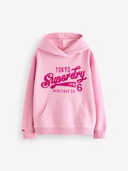 Superdry Pink Logo Hoodie - Image 6 of 9