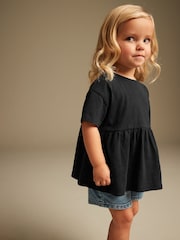 Black 100% Cotton Short Sleeve Empire T-Shirt (3mths-7yrs) - Image 1 of 6