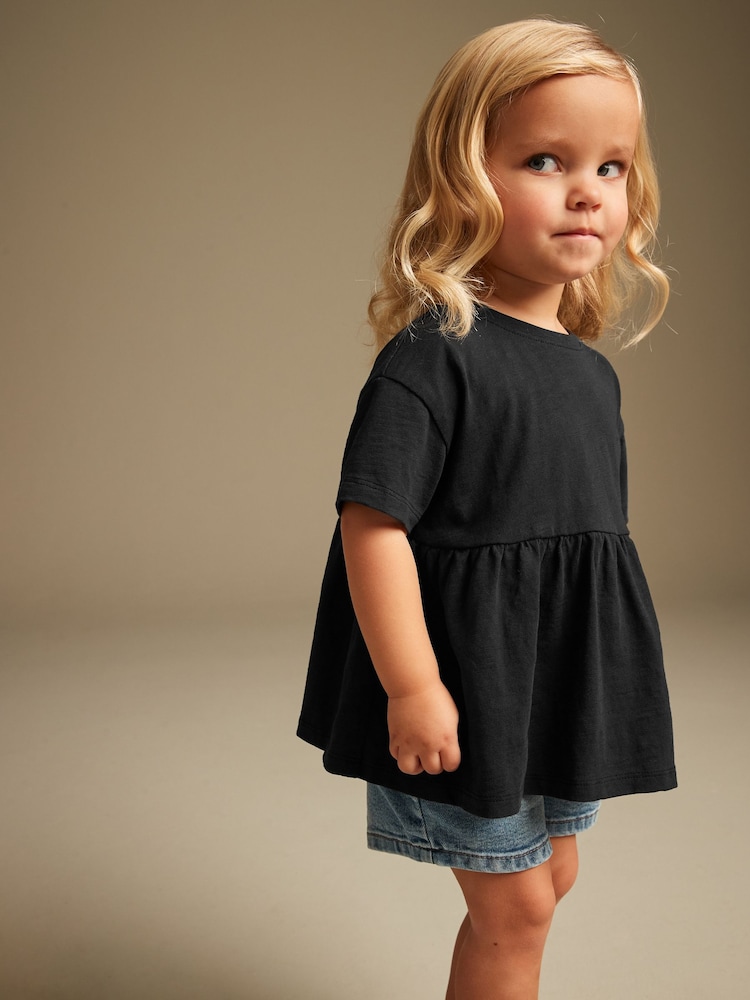 Black 100% Cotton Short Sleeve Empire T-Shirt (3mths-7yrs) - Image 1 of 6