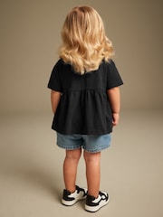 Black 100% Cotton Short Sleeve Empire T-Shirt (3mths-7yrs) - Image 2 of 6