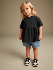 Black 100% Cotton Short Sleeve Empire T-Shirt (3mths-7yrs) - Image 3 of 6