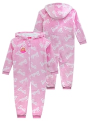 Character Pink Barbie All Over Print Fleece All-In-One Pyjamas - Image 3 of 10