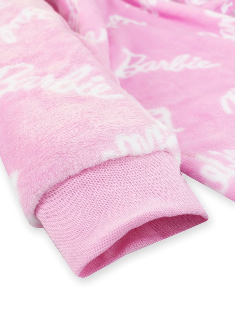 Character Pink Barbie All Over Print Fleece All-In-One Pyjamas - Image 5 of 10