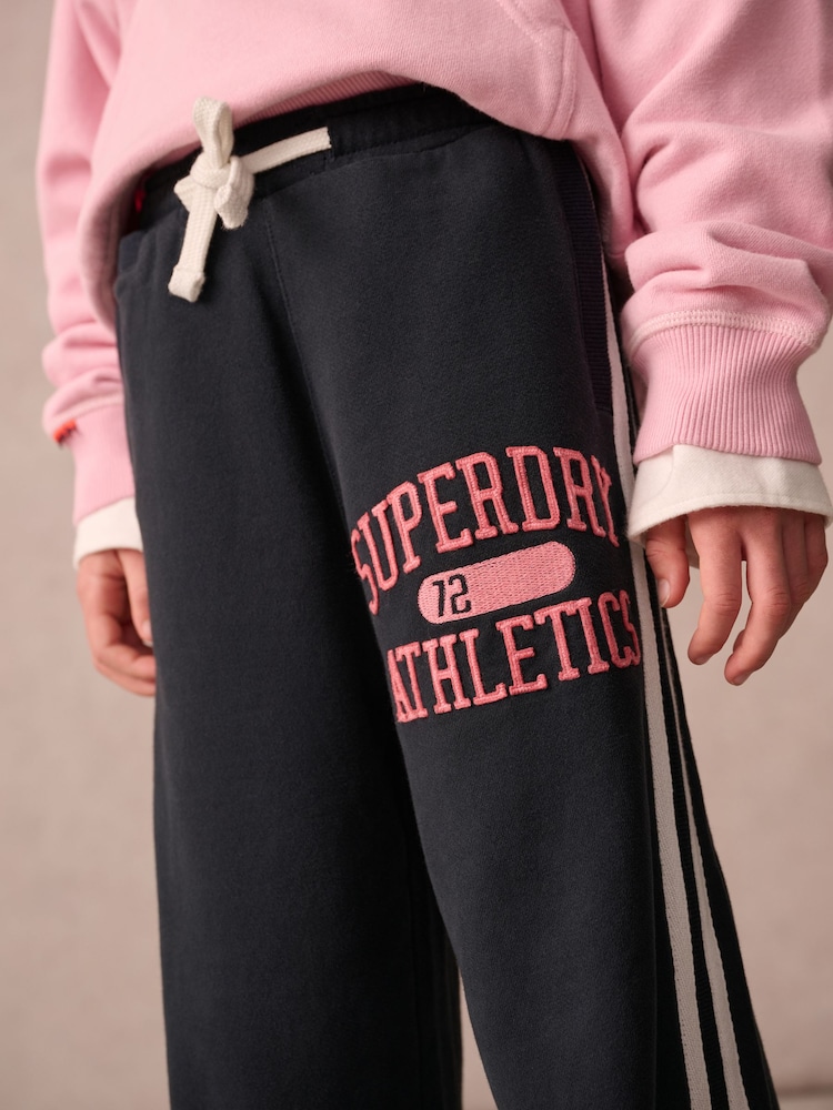 Superdry Navy Atheletic Wide Leg Joggers - Image 3 of 9