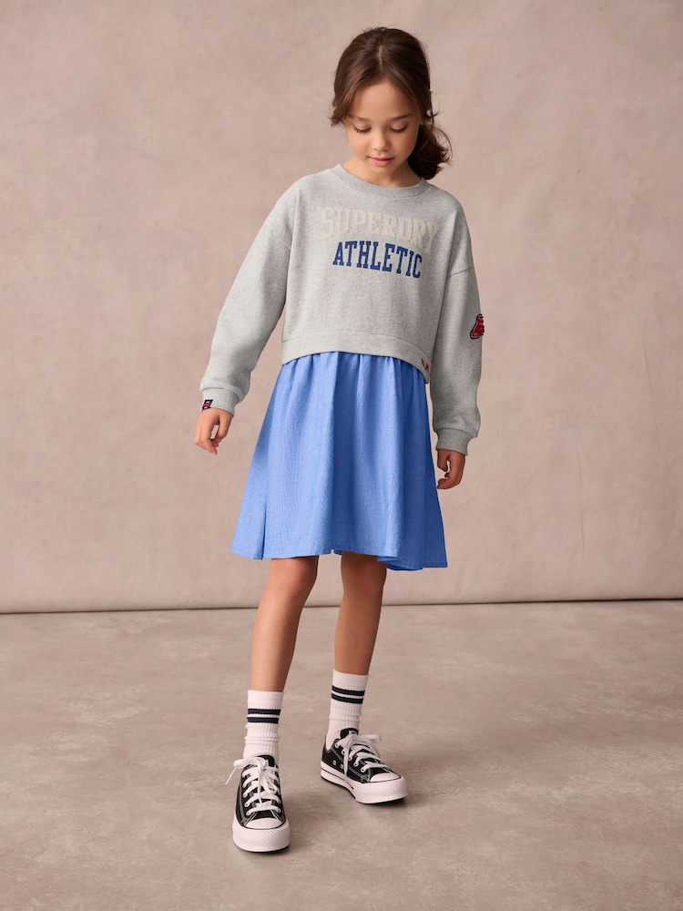 Superdry Grey Athletic Sweat Dress - Image 1 of 9