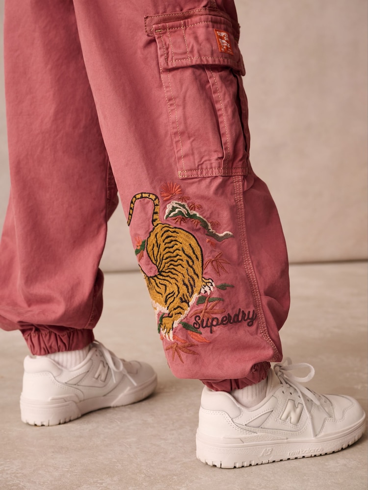 Superdry Rose Pink Cargo Trousers - Image 4 of 11