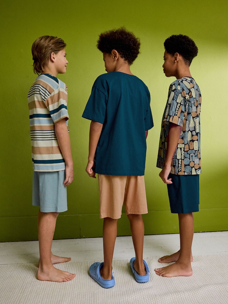 Marineblau/Kamelbraun mit Palmen - 100% Baumwolle, kurzer Pyjama, 3 Pack (6-16Jahre) - Bild 2 von 8 Marineblau/Kamelbraun mit Palmen - 100% Baumwolle, kurzer Pyjama, 3 Pack (6-16Jahre) - Bild 2 von 8