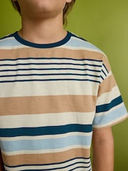 Marineblau/Kamelbraun mit Palmen - 100% Baumwolle, kurzer Pyjama, 3 Pack (6-16Jahre) - Bild 3 von 8