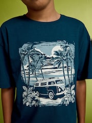 Marineblau/Kamelbraun mit Palmen - 100% Baumwolle, kurzer Pyjama, 3 Pack (6-16Jahre) - Bild 4 von 8