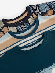 Marineblau/Kamelbraun mit Palmen - 100% Baumwolle, kurzer Pyjama, 3 Pack (6-16Jahre) - Bild 8 von 8