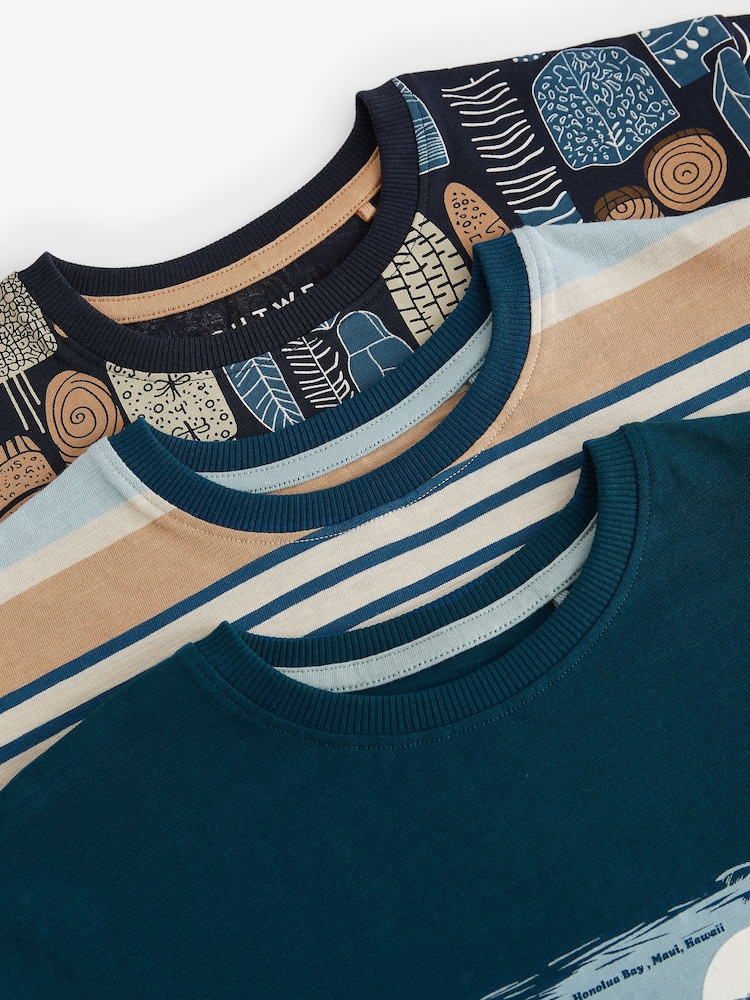 Marineblau/Kamelbraun mit Palmen - 100% Baumwolle, kurzer Pyjama, 3 Pack (6-16Jahre) - Bild 8 von 8