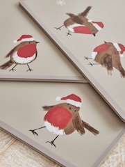 Set of 4 Natural Christmas Robin Placemats and Coasters - Image 2 of 3