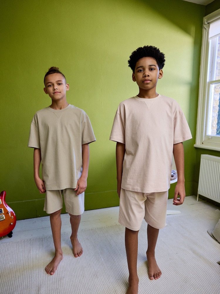 Roza/cementna enobarvna - 2 komplet 100% Cotton kratek rokav; s kratkimi rokavi Komplet pižam (3-16let) - Slika 1 iz 8 Roza/cementna enobarvna - 2 komplet 100% Cotton kratek rokav; s kratkimi rokavi Komplet pižam (3-16let) - Slika 1 iz 8