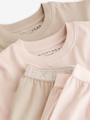 Pink/ Cement plain 2 Pack 100% Cotton Short Sleeve Pyjamas Set (3-16yrs) - Image 7 of 8