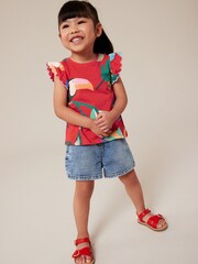 Red Tropical Toucan Scallop Vest (3mths-7yrs) - Image 1 of 6