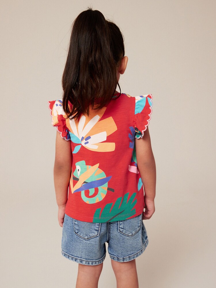 Red Tropical Toucan Scallop Vest (3mths-7yrs) - Image 2 of 6