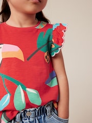 Red Tropical Toucan Scallop Vest (3mths-7yrs) - Image 3 of 6