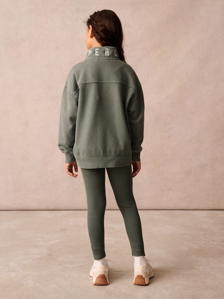 Superdry Green Zip Through and Leggings Set - Image 2 of 9