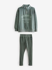 Superdry Green Zip Through and Leggings Set - Image 6 of 9