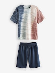 Blue/Neutral Tie Dye 100% Cotton Short Pyjamas 2 Pack (6-16yrs) - Image 5 of 8