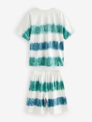 Blue/Neutral Tie Dye 100% Cotton Short Pyjamas 2 Pack (6-16yrs) - Image 6 of 8