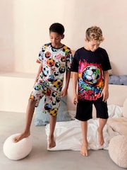 Black/Pink Football Short Pyjamas 2 Pack (3-16yrs) - Image 2 of 8