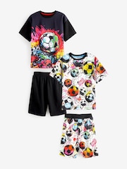 Black/Pink Football Short Pyjamas 2 Pack (3-16yrs) - Image 5 of 8