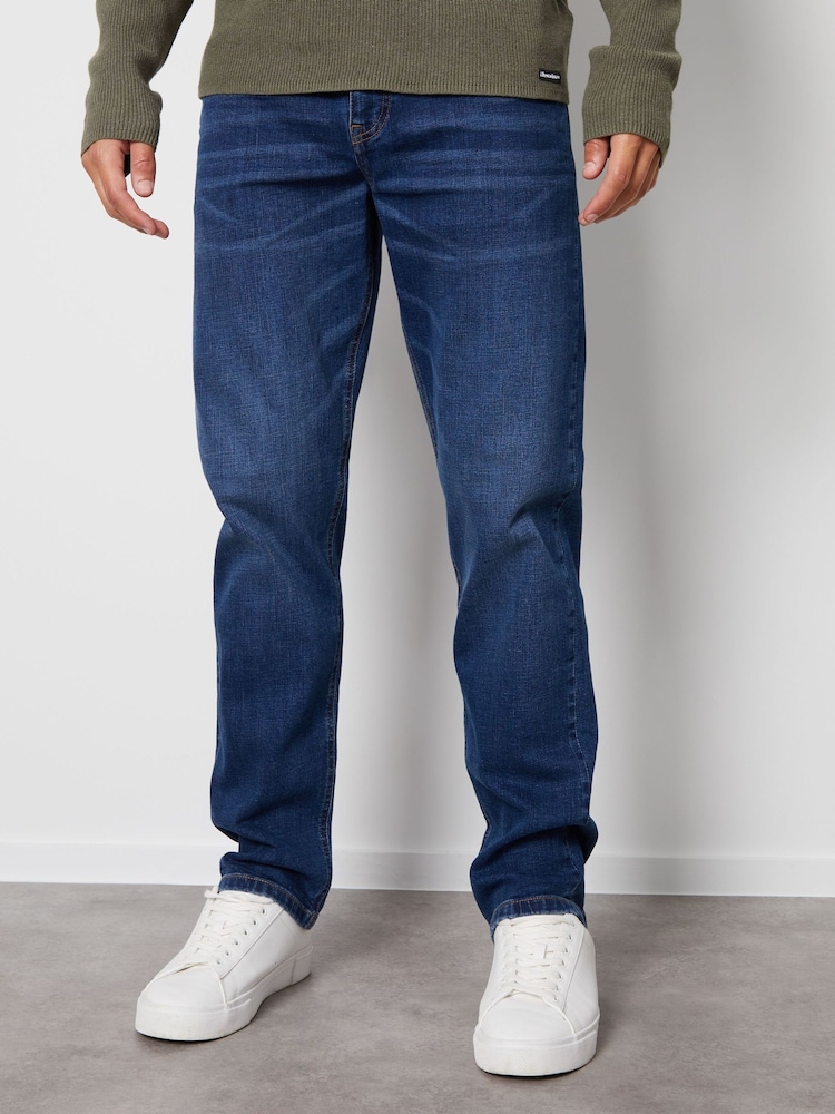Donkerblauw - Standaard - Threadbare - Straight-fit jeans met stretch - Image 1 of 4