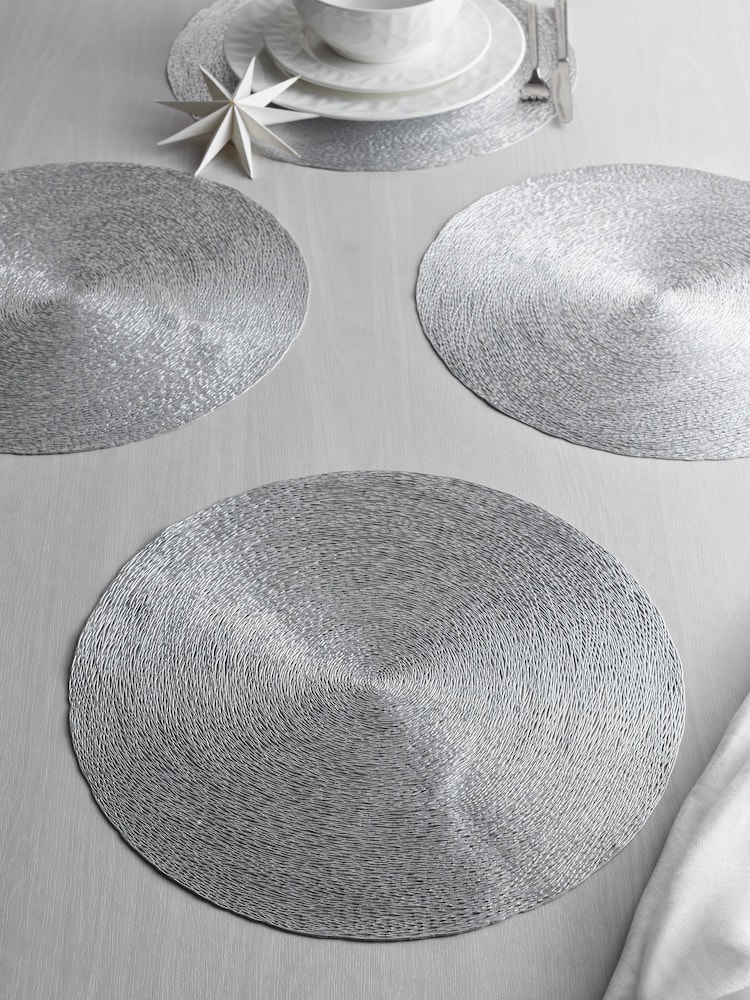 Set of 4 Silver Wipe Clean PVC Placemats - Image 1 of 3