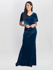 Gina Bacconi Blue Minka Velvet Maxi Dress With Cowl Neck - Image 1 of 5