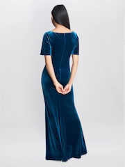 Gina Bacconi Blue Minka Velvet Maxi Dress With Cowl Neck - Image 2 of 5