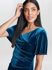 Gina Bacconi Blue Minka Velvet Maxi Dress With Cowl Neck - Image 4 of 5