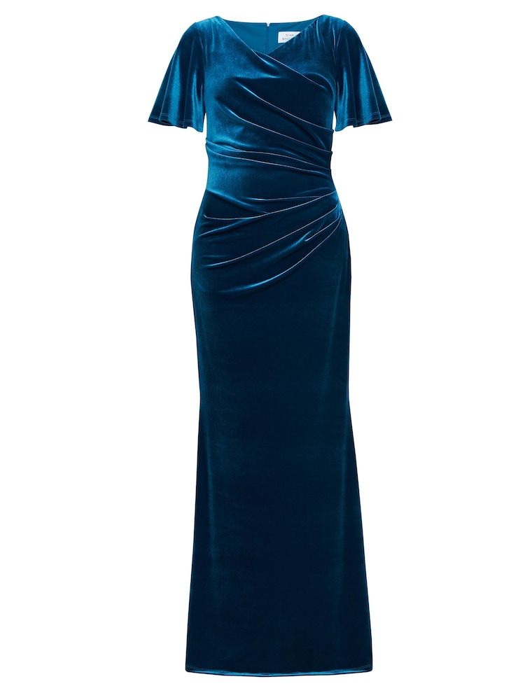 Gina Bacconi Minka Samt-Maxikleid mit Wasserfallausschnitt, Blau - Bild 5 von 5 Gina Bacconi Minka Samt-Maxikleid mit Wasserfallausschnitt, Blau - Bild 5 von 5