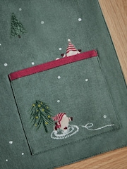Set of 2 Green Christmas Gonk 100% Cotton Placemats With Cutlery Pouch - Image 2 of 3