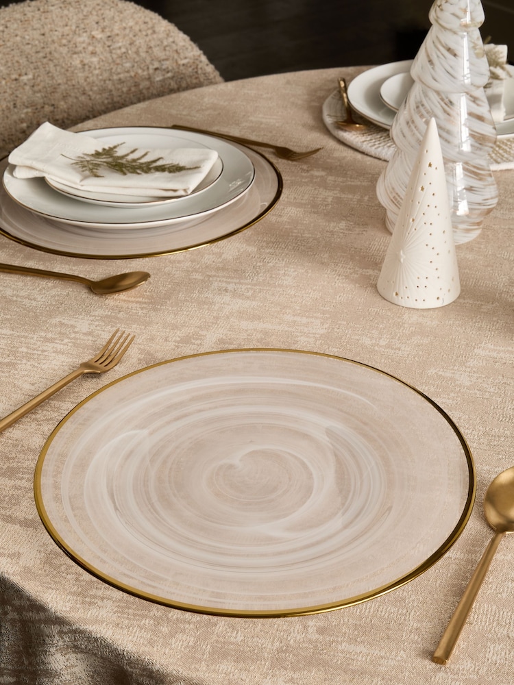 White Swirled Glass Charger Plate - Image 1 of 4